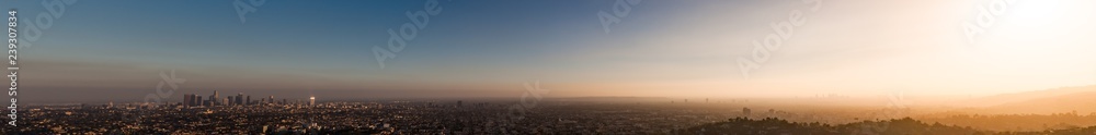 Hazy Los Angeles panorama sunset