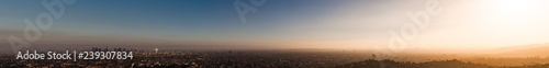 Hazy Los Angeles panorama sunset