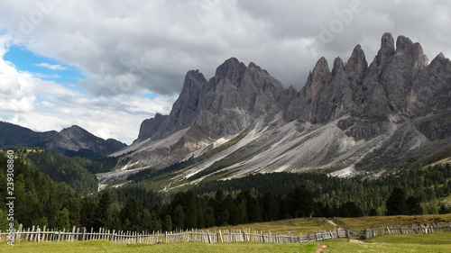 Dolomites, South Tyrol, Italy, Europe. View of the rifujio Brogles. photo