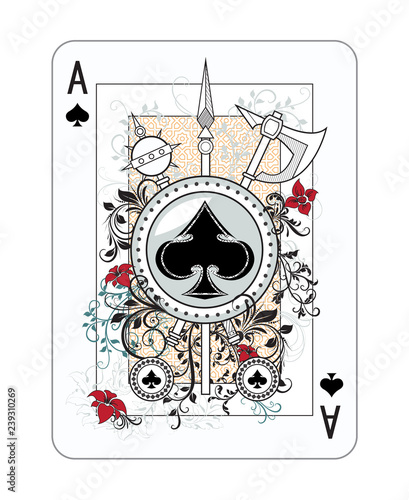 Playing cards in vintage style for poker. Original design, many small details, retro style	