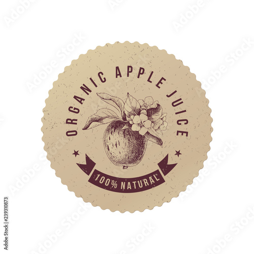Organic apple juice paper emblem