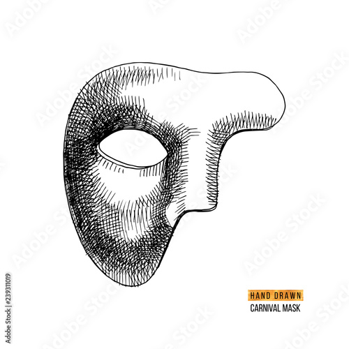 Hand drawn Venetian carnival mens mask