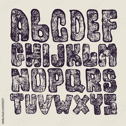 Hand Drawing Alphabet. Typography Collection. Vector Illustration.