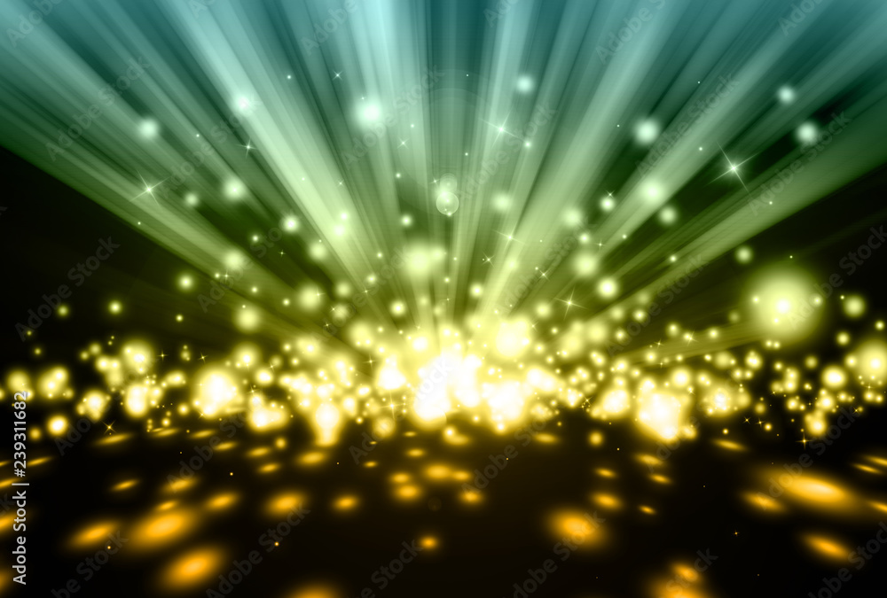 Dark pastel sparkle rays lights with bokeh elegant show on stage abstract background. Dust sparks background.