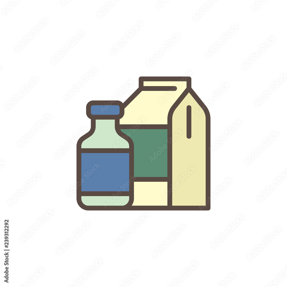 Dairy food filled outline icon, line vector sign, linear colorful pictogram isolated on white. Milk bottle and package symbol, logo illustration. Pixel perfect vector graphics Dairy food filled outline icon, line vector sign, linear colorful pictogram isolated on white. Milk bottle and package symbol, logo illustration. Pixel perfect vector graphics
