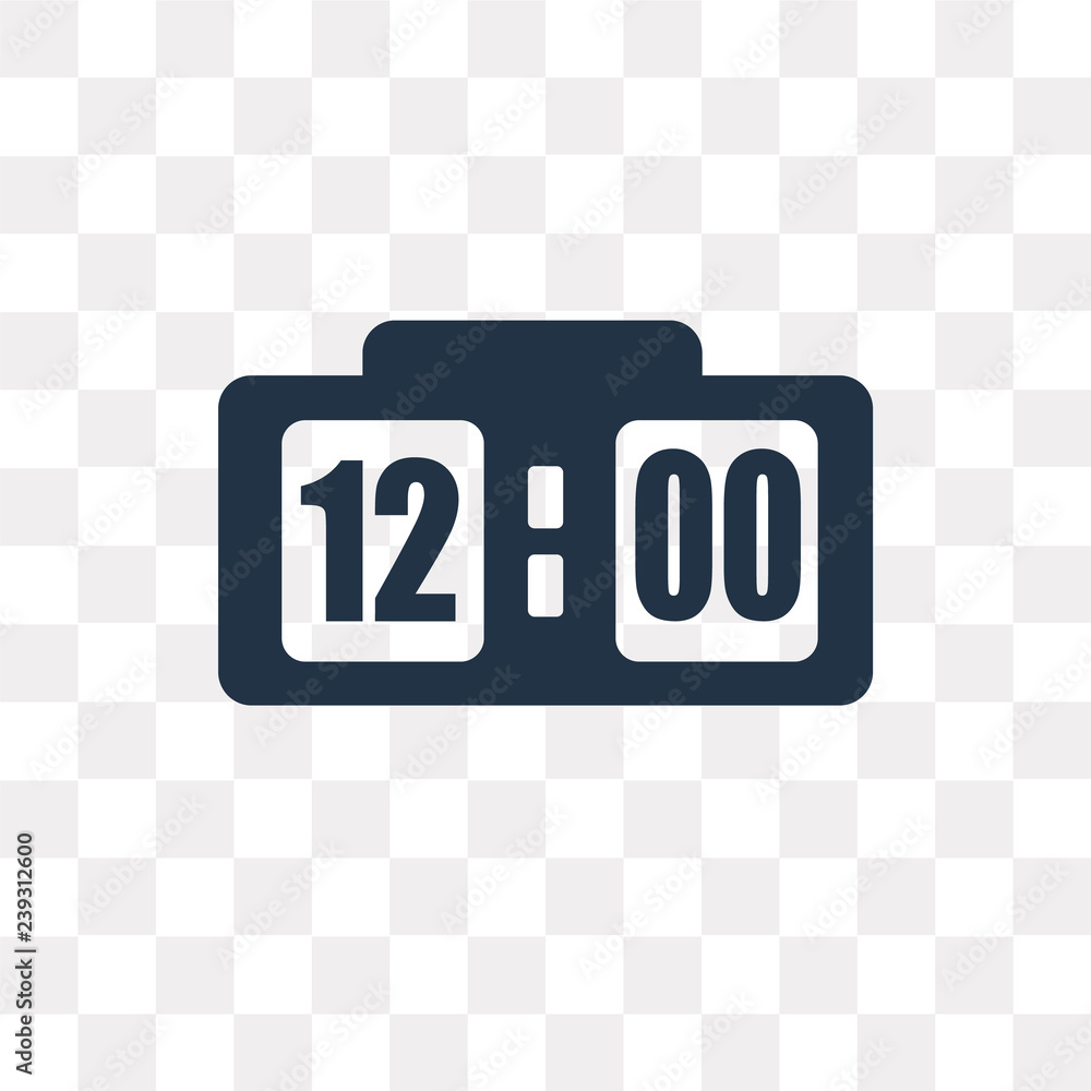 Clock at Twelve O'Clock vector icon isolated on transparent background