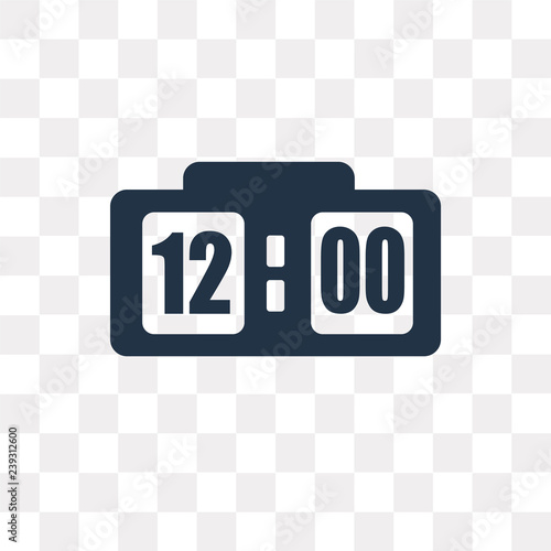 Clock at Twelve O'Clock vector icon isolated on transparent background, Clock at Twelve O'Clock  transparency concept can be used web and mobile