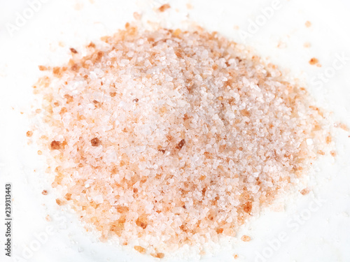 handful of ground pink himalayan salt on plate