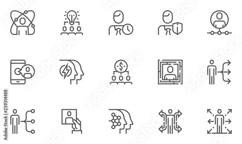 Human Resource Management Vector Flat Line Icons Set. Team Structure, Personal Quality, Professional Growth, Staff Recruitment. Editable Stroke. 48x48 Pixel Perfect.