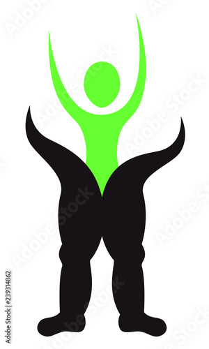 Female body that gets rid of excess weight and disease. Health care vector illustration