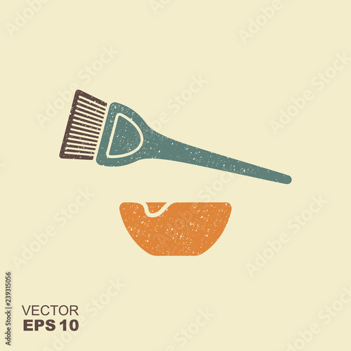 Hair coloring flat icon with scuffed effect in a separate layer Vector liiustration