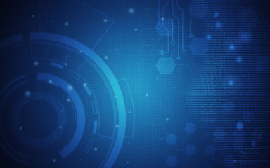 Blue technology background and abstract digital tech circle.copy space.