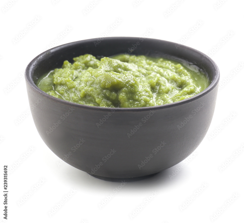 Tasty sauce in bowl on white background Tasty sauce in bowl on white background