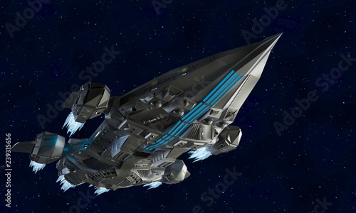 spaceship aircraft for science fiction 3d rendering of alien spacecraft © Optinik