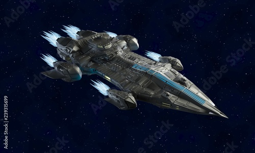 Photo spaceship aircraft for science fiction 3d rendering of alien spacecraft