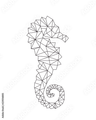 linear abstraction with image seahorse. Ideal for tattoos, web backgrounds, surface textures, textiles.