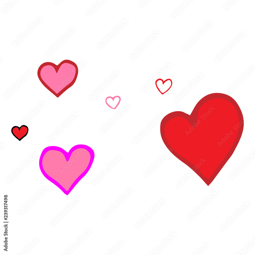 Set of simple hearts. Vector illustration heart. Hand drawn.