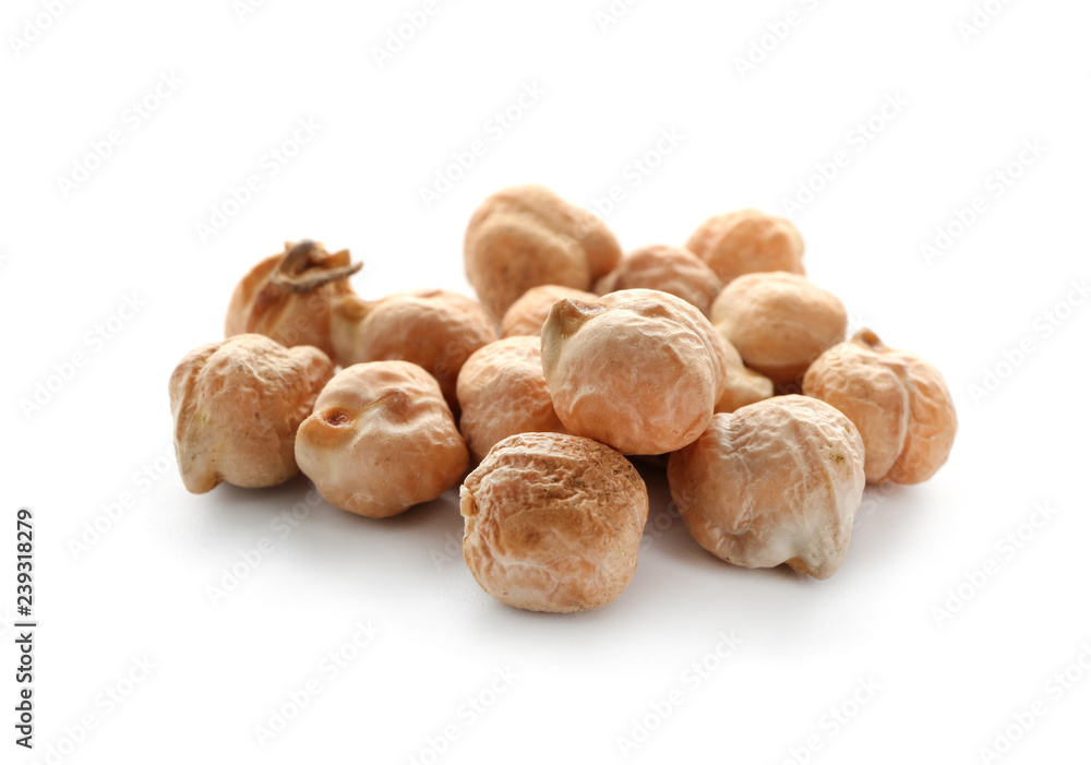 Dried chickpeas on white background Dried chickpeas on white background