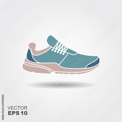 Sport shoes, sneakers illustration. Flat icon with shadow