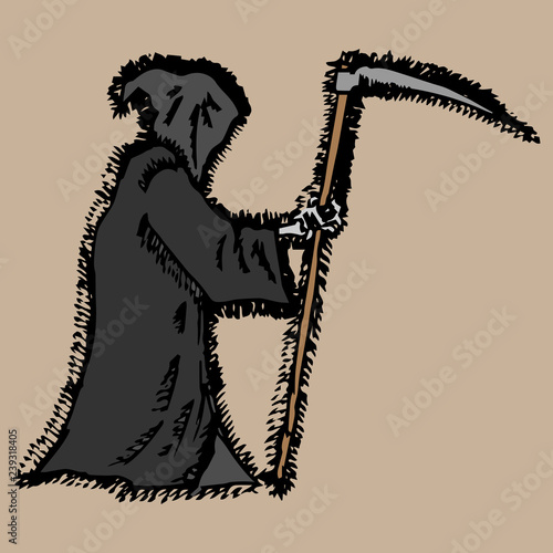 Grim Reaper. Death in a hoodie. Vector illustration.