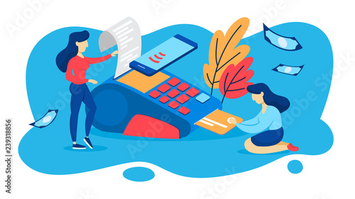 POS terminal for payment by credit card.