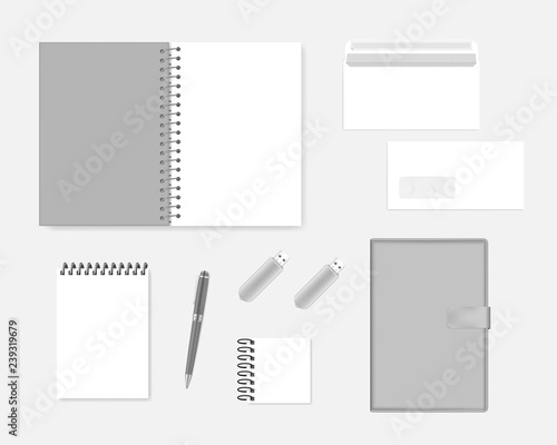 Blank white and gray office stationery, corporate identity mockup set