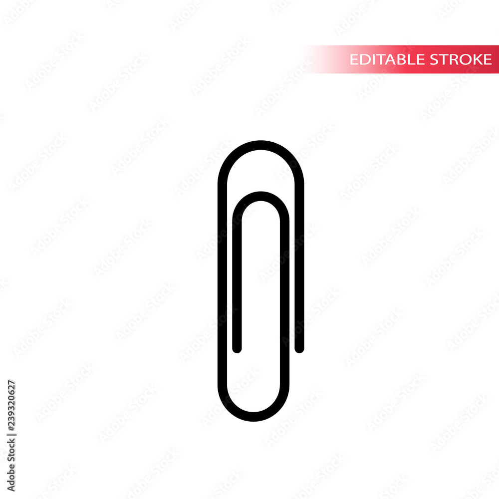 Outline paperclip simple vector icon. Editable stroke paper clip symbol. Outline paperclip simple vector icon. Editable stroke paper clip symbol.