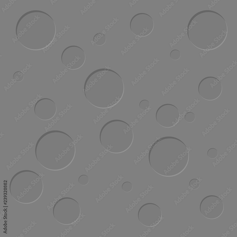 Moon, grey surface textured circles scatter abstract background flat design geometry