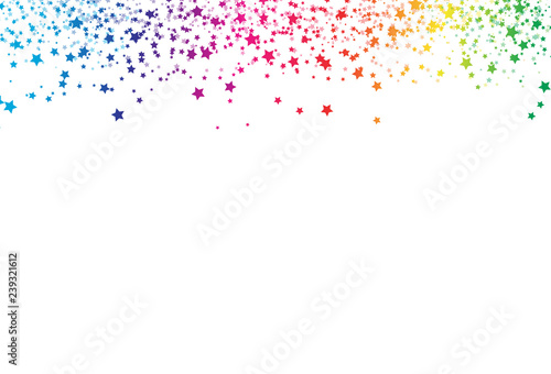 Stars scatter glitter confetti brush Multicolor spectrum rainbow theme frame banner galaxy celebration party concept abstract background texture vector illustration