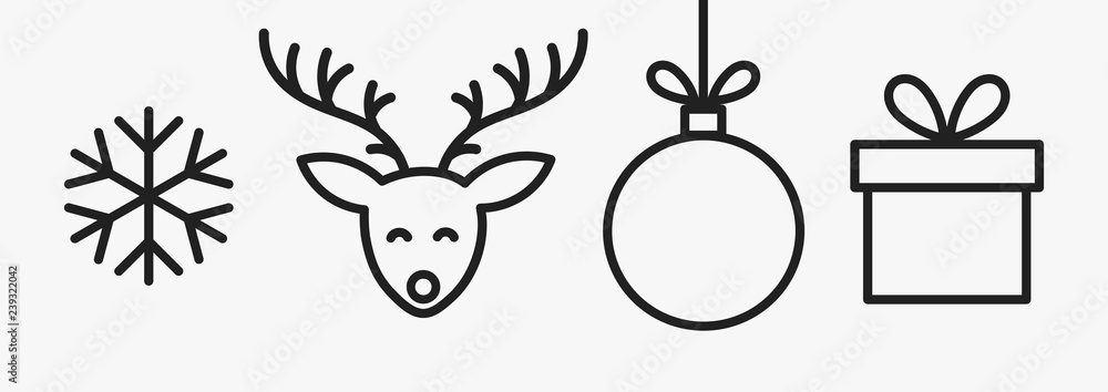Fototapeta premium Christmas line icons or symbols.