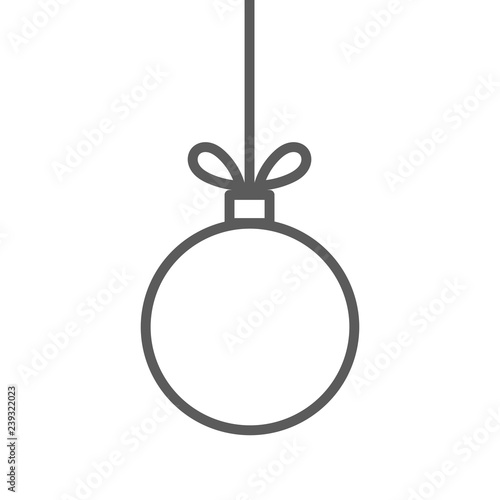 Christmas bauble hanging ornament line icon.