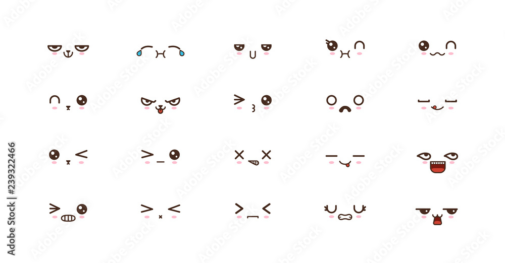 Kawaii smile emoticons. Japanese emoji Kawaii smile emoticons. Japanese emoji