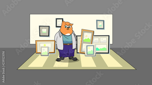 One of 24 illustrations. Cat with different goods, For categories of online store.