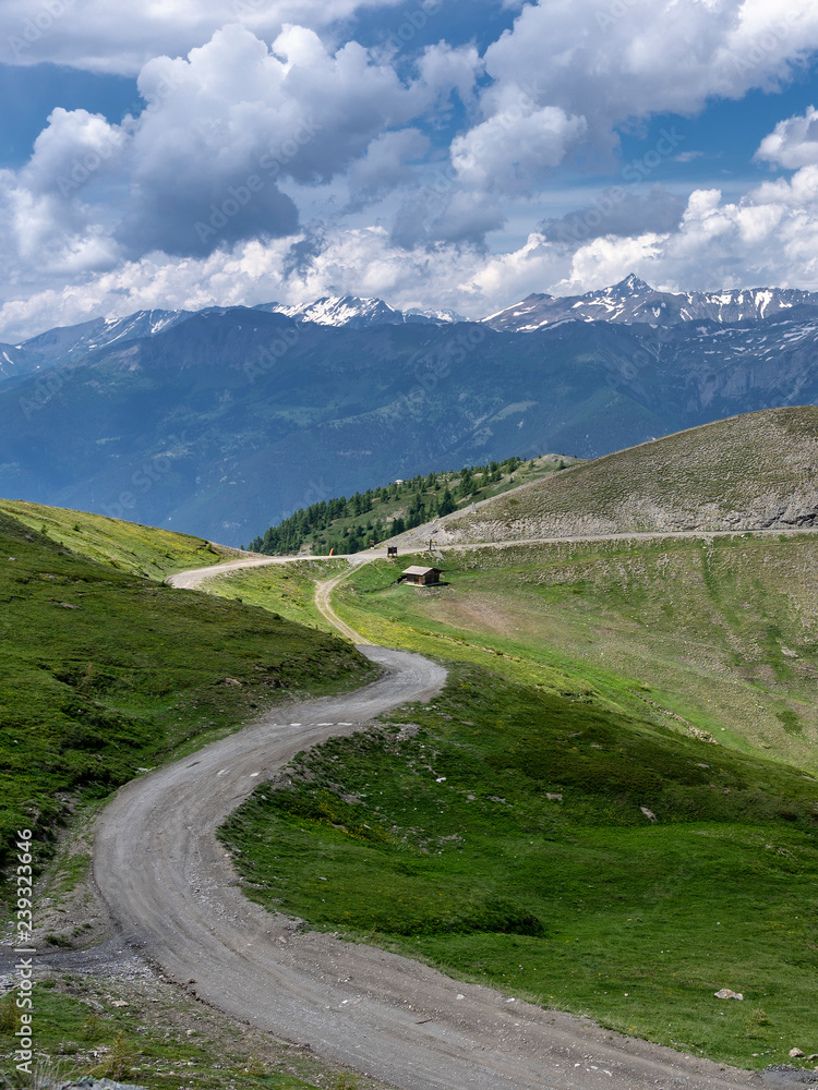 Fototapeta premium Mountain landscape along the road to Colle dell'Assietta