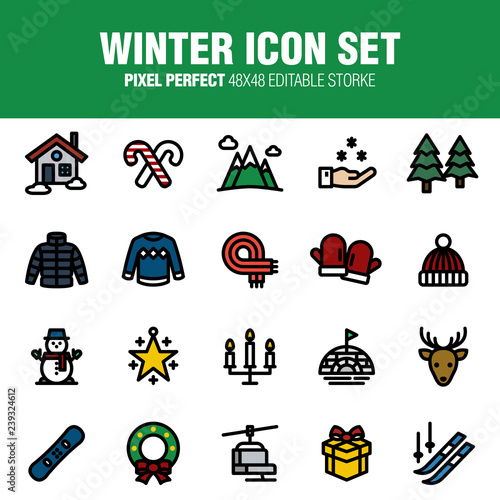 [WINTER ICON SET] This is a set of winter icons. Editable stroke. 48×48 Pixel Perfect.