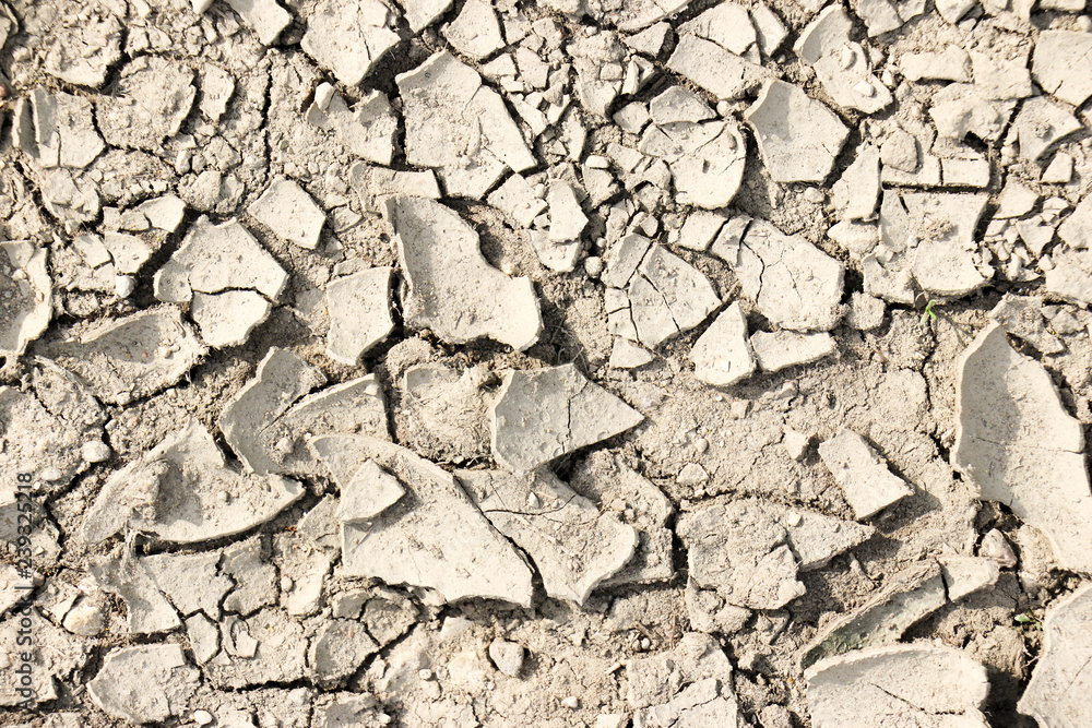 Earth, cracked from the heat. Drought. Close-up. Earth, cracked from the heat. Drought. Close-up.