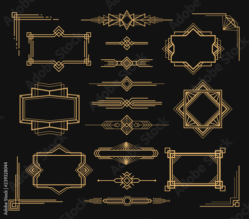 Art deco frame and border ornament set