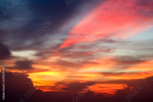 flame colorful cloud and evening sky and ray light of sunset