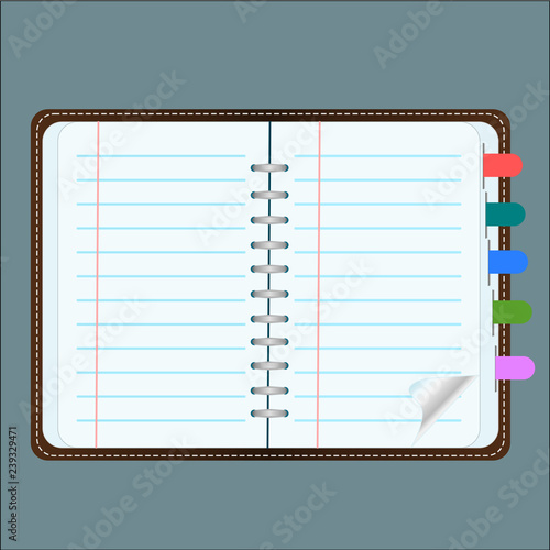 Blank dairy book note ,vector illustration.