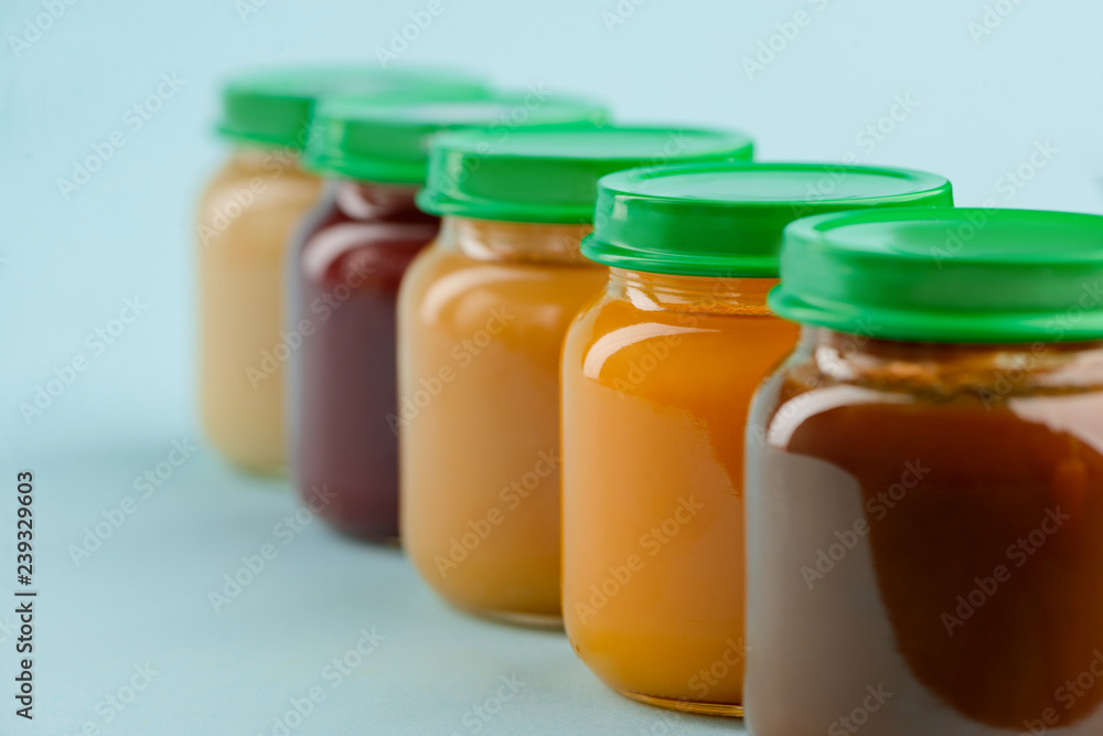 Jars of homemade baby food Jars of homemade baby food