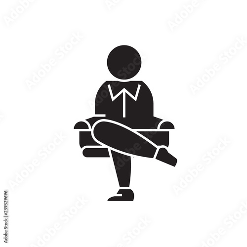 Big boss black vector concept icon. Big boss flat illustration, sign, symbol