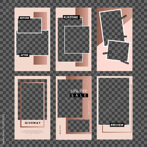 Stories template. Set photo frame. Streaming. Mockup for photo isolated on transparent background