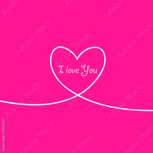 Outline Valentines day for Design, Website, Background, Banner. Heart Silhouette for greeting card or Premium flyer. Best gift. Valentines card with line heart and I Love You phrase. Vector