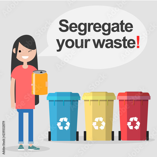 Segregate your waste. Conceptual illustration.flat cartoon design