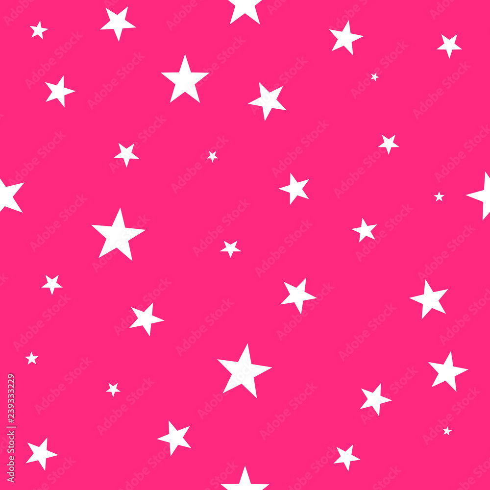 Stars seamless pattern on pink color, vector illustration