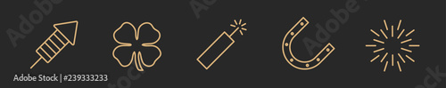 Silvester, Neujahr Vector Icon Illustration Set #1