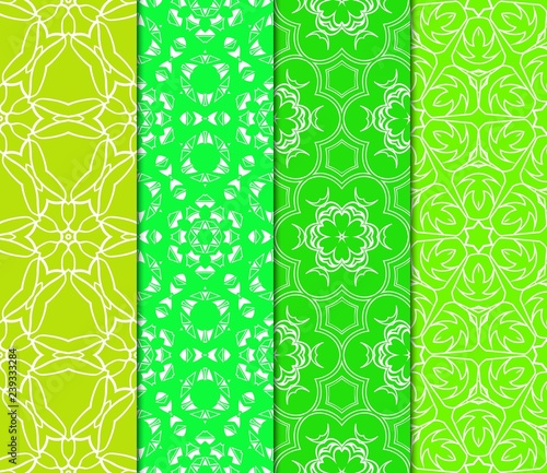 Set Of Modern Floral Seamless Pattern. Decorative Texture For Wallpaper, Invitation, Fabric. Vector Illustration. Color.