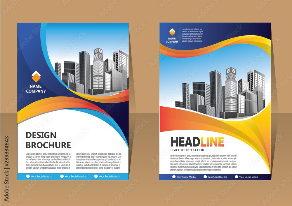 Brochure template layout, cover design annual report, magazine, flyer or booklet in A4 with blue geometric shapes on polygonal background Brochure template layout, cover design annual report, magazine, flyer or booklet in A4 with blue geometric shapes on polygonal background