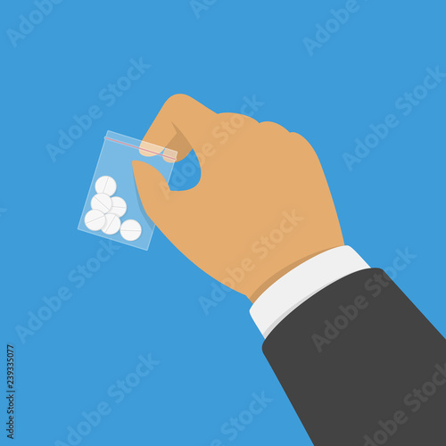 Bag with drug in hand.