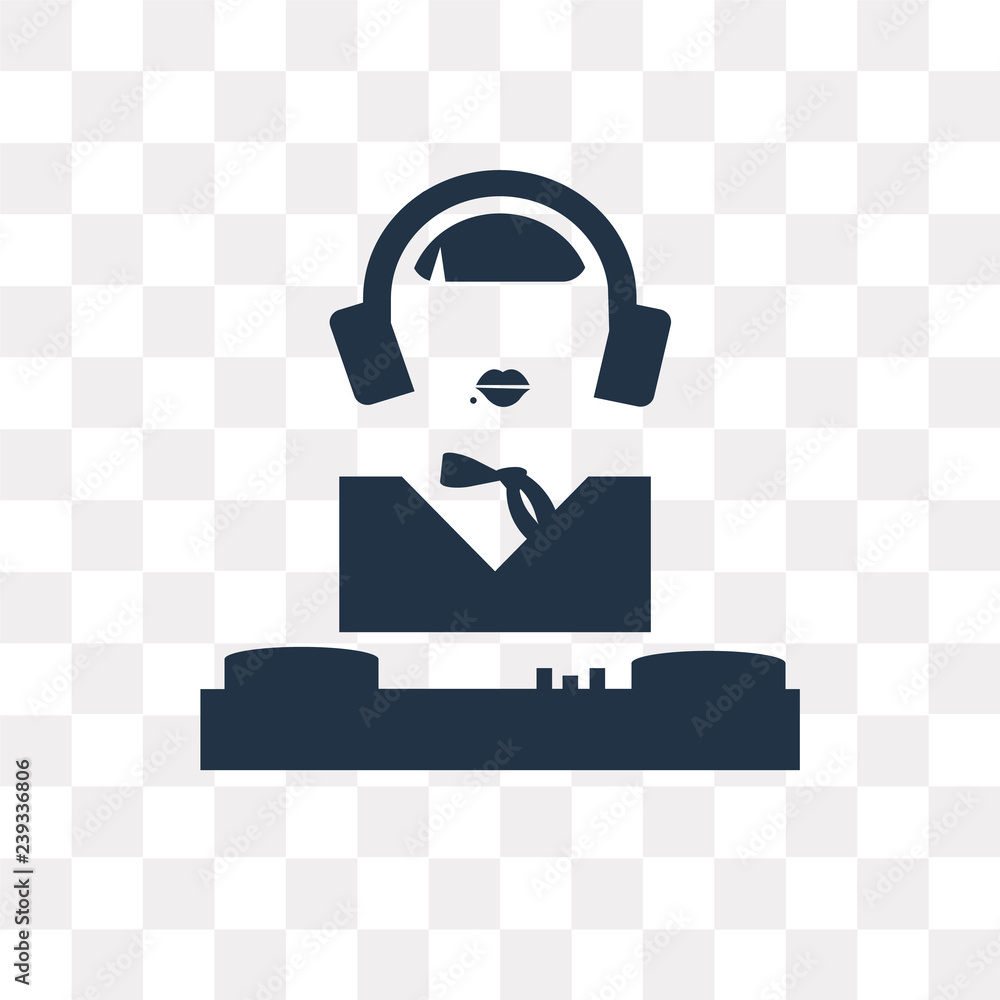 DJ vector icon isolated on transparent background, DJ transparency concept can be used web and mobile DJ vector icon isolated on transparent background, DJ transparency concept can be used web and mobile